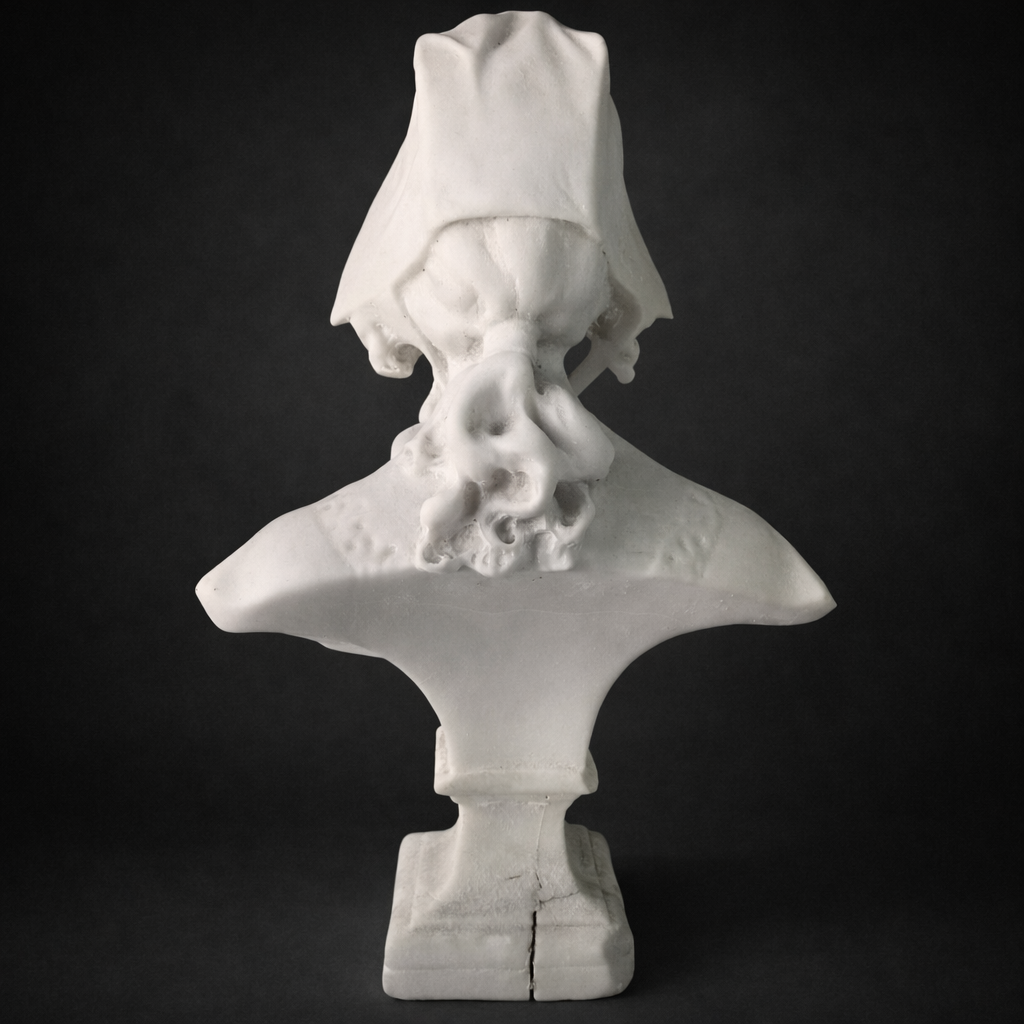 Escultura antigua de niña en mármol blanco, ca. 1900. Escultura antigua de niña en mármol blanco