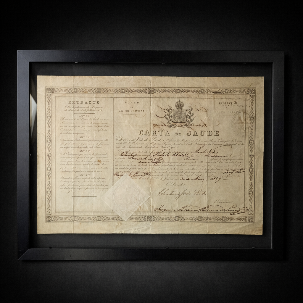 Carta de Saúde de 1839, Río de Janeiro–Montevideo. Carta de Saúde 1839 Río de Janeiro–Montevideo.