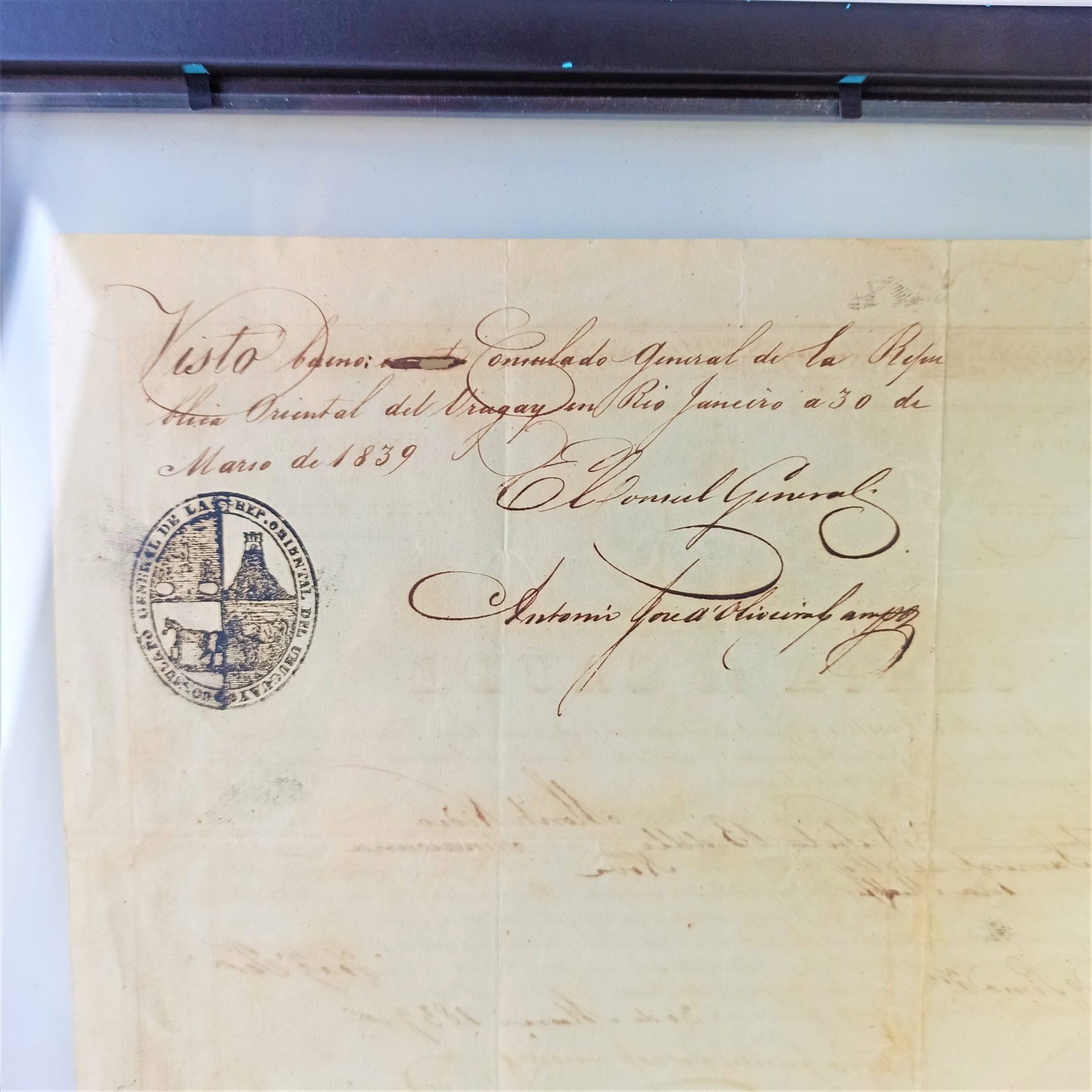 Carta de Saúde de 1839, Río de Janeiro–Montevideo. Carta de Saúde 1839 Río de Janeiro–Montevideo.