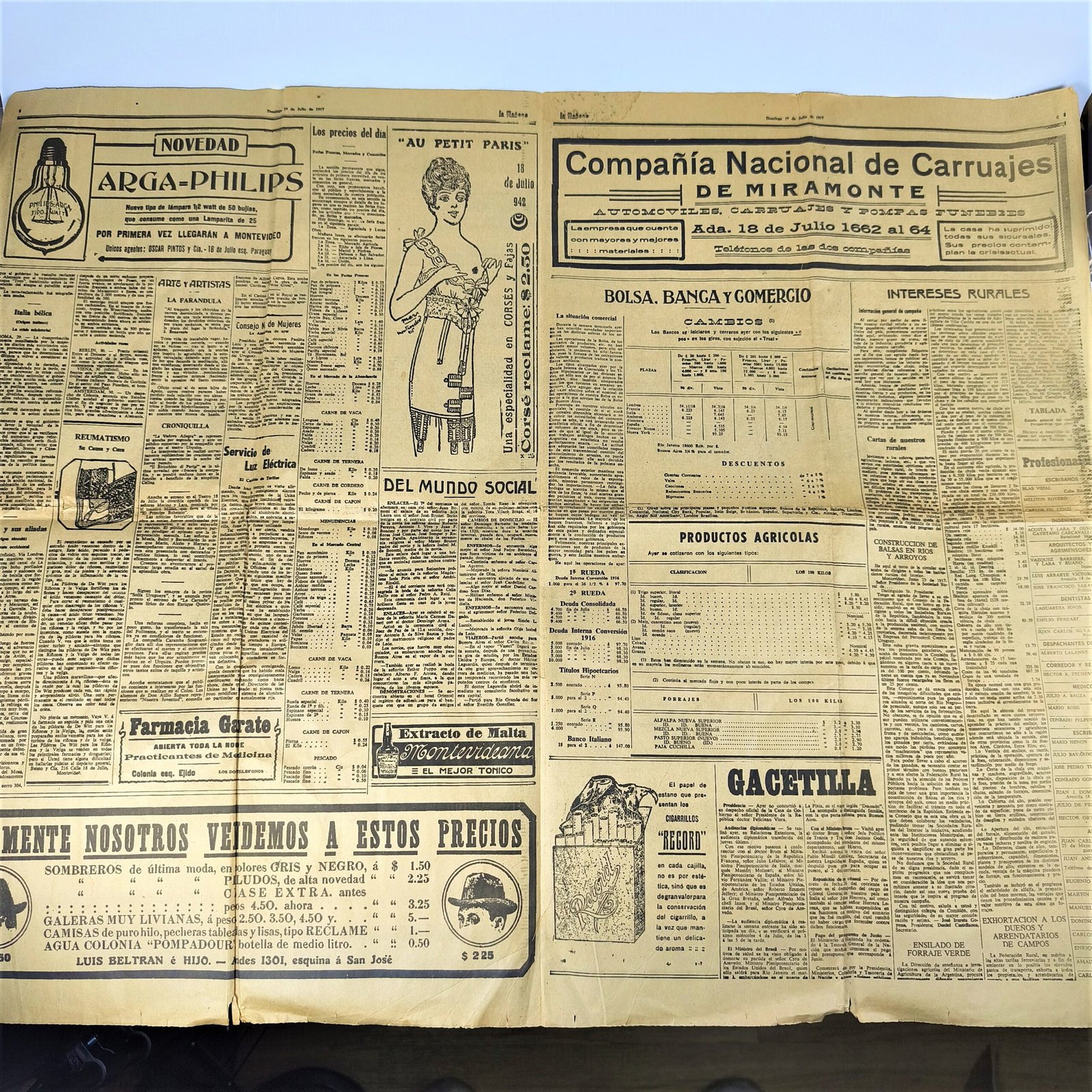 Primer número del diario "La Mañana", 1917. Primer número del diario" La Mañana", 1917.