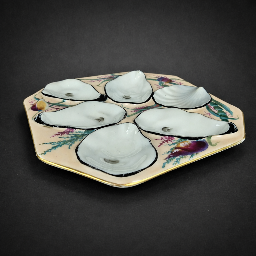 Plato para ostras Limoges O. Gutherz, ca. 1910. Plato para ostras Limoges O. Gutherz.