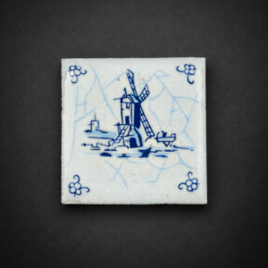 Azulejo Delft miniatura, molino holandés.