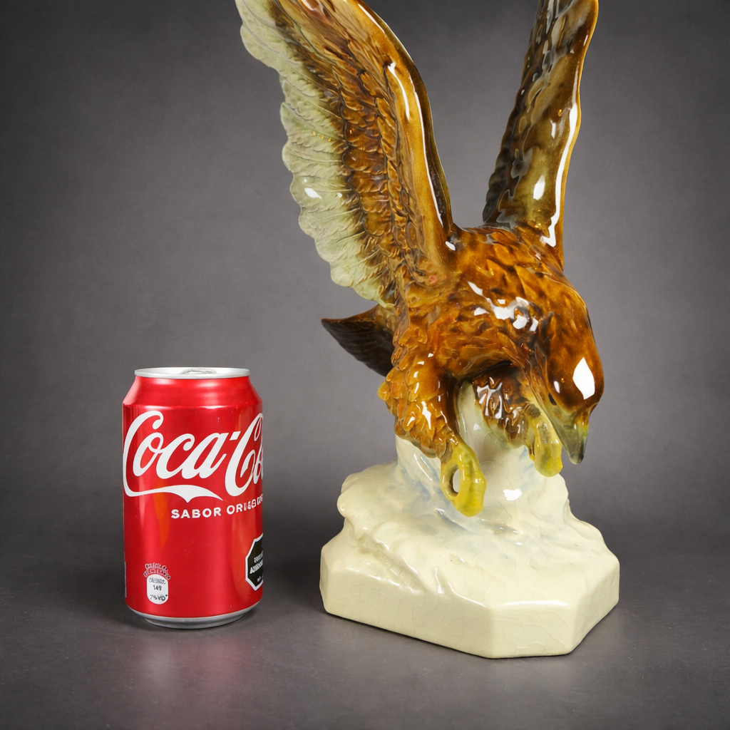 Escultura de águila alemana de gran porte, mediados del siglo XX. Escultura de águila alemana de gran porte, 39 cm.