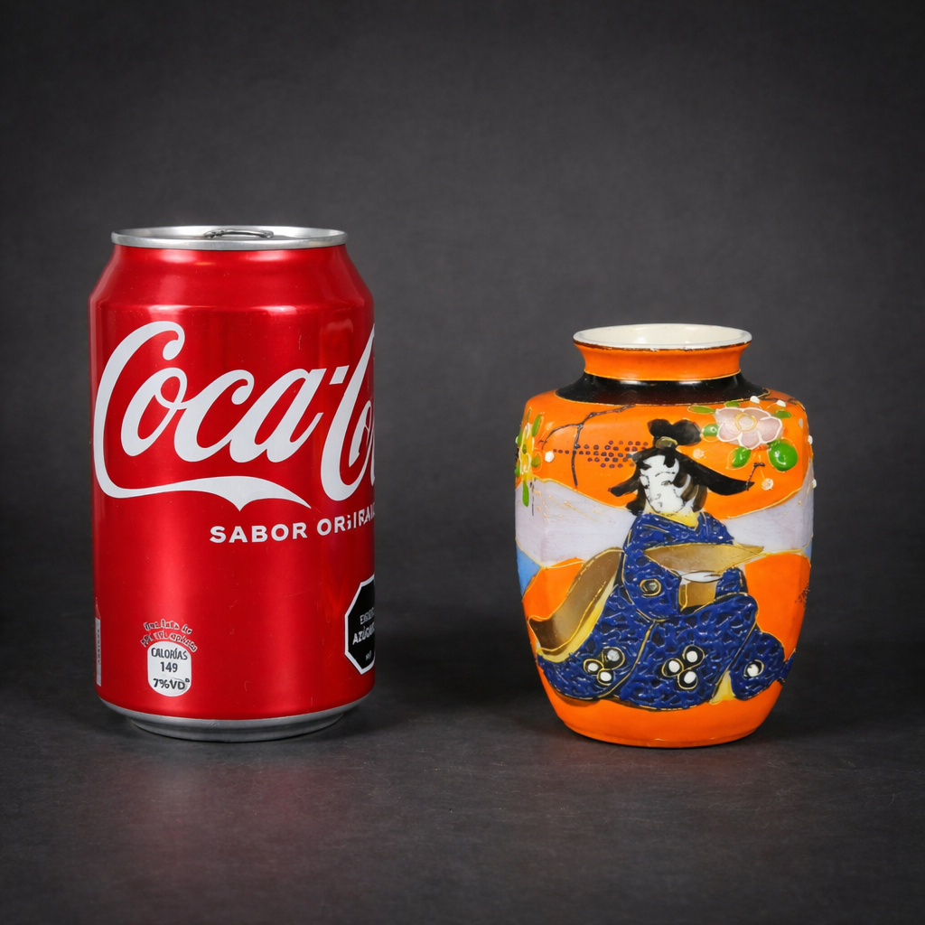 Jarrón japonés Satsuma, ca. 1890. Jarrón japonés Satsuma Moriage, 9,5 cm.