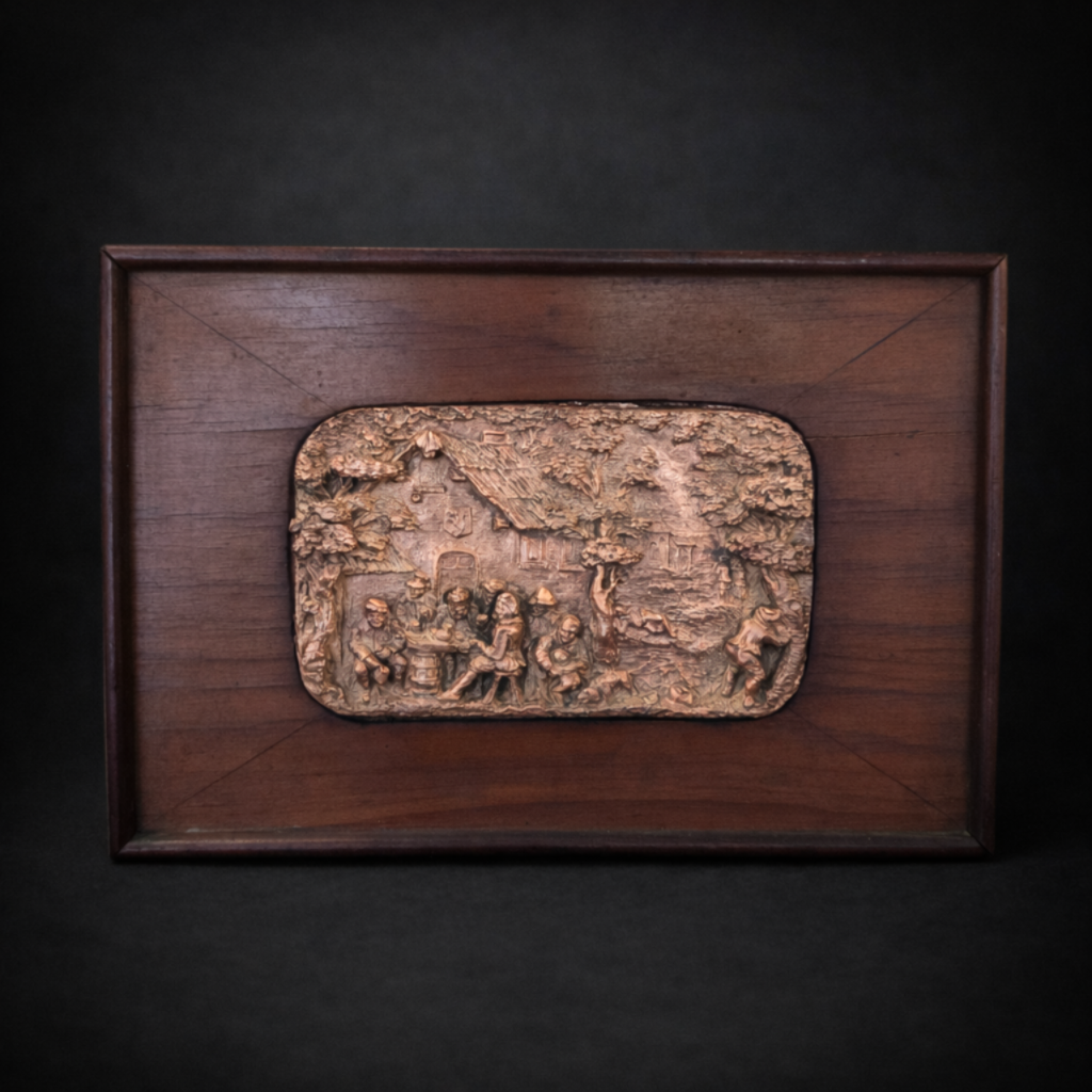 Cuadro en relieve de cobre; escena campestre. Circa siglo XX. Cuadro en relieve de cobre; escena campestre. Circa siglo XX.