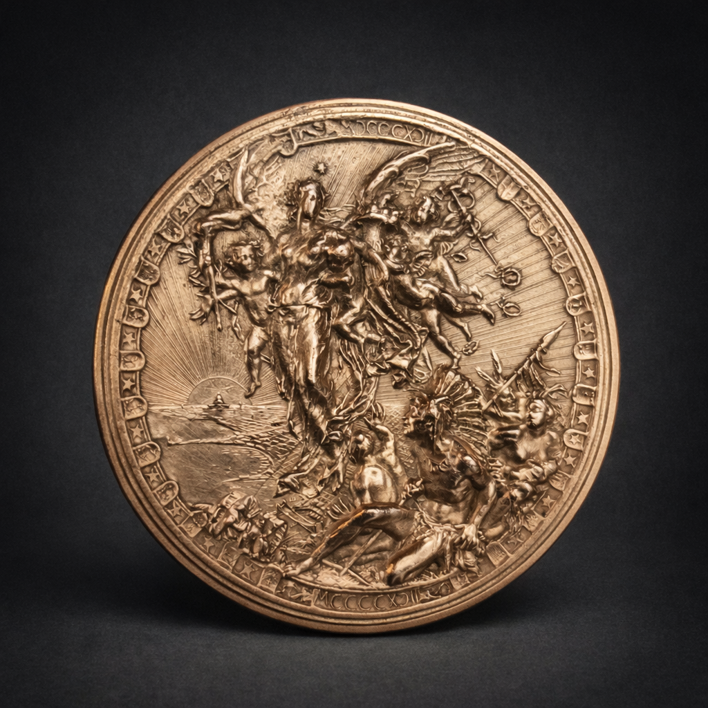 Medalla italiana conmemorativa del IV Centenario de Colón. 1892. Medalla italiana conmemorativa del IV Centenario de Colón. 1892.