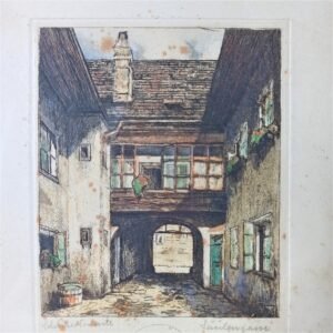Lámina antigua con ilustración y partitura musical. Circa 1900.