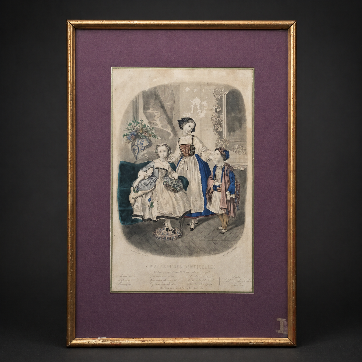 Lámina francesa antigua época victoriana; siglo XIX. Lámina francesa antigua época victoriana; siglo XIX.