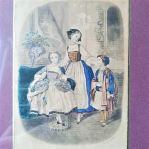 Lámina francesa antigua época victoriana; siglo XIX.