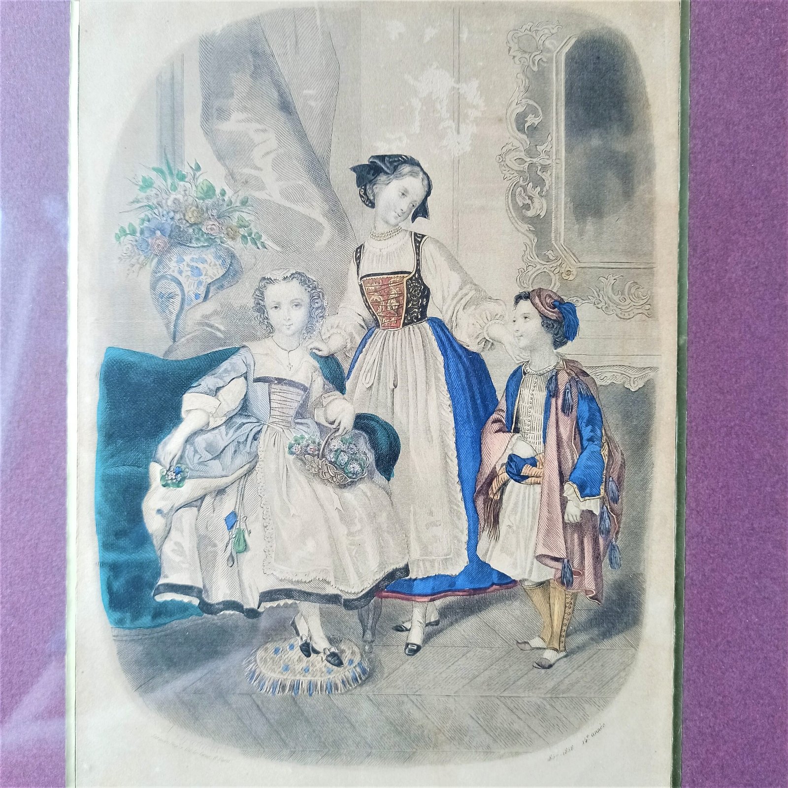 Lámina francesa antigua época victoriana; siglo XIX. Lámina francesa antigua época victoriana; siglo XIX.