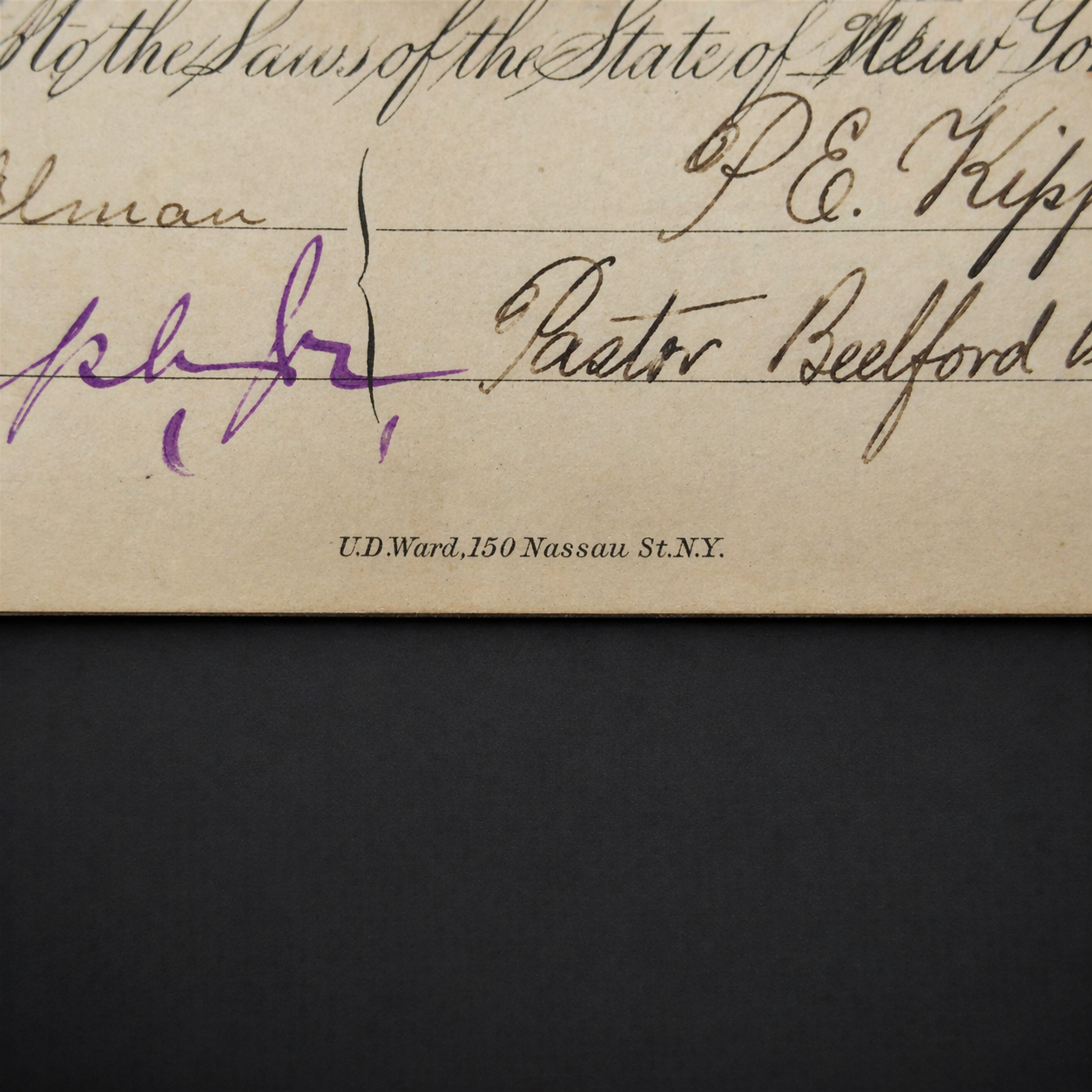 Certificado de matrimonio; Brooklyn, New York, 1876. Certificado de matrimonio; Brooklyn, New York, 1876.
