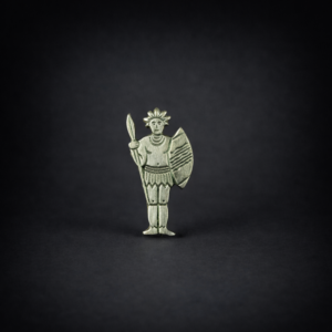 Prendedor figurativo indígena en metal. Circa 1940.