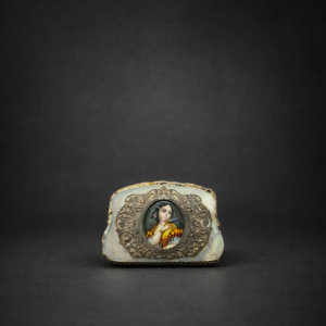 Monedero de mano con miniatura victoriana, ca. 1890