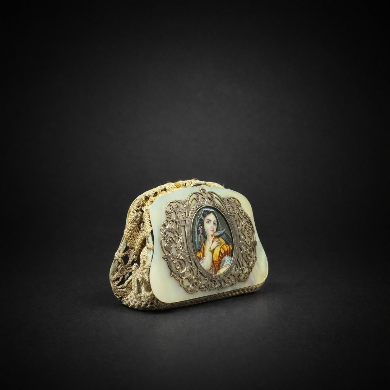 Monedero de mano con miniatura victoriana, ca. 1890 Monedero de mano con miniatura victoriana, ca. 1890 - Imagen 2