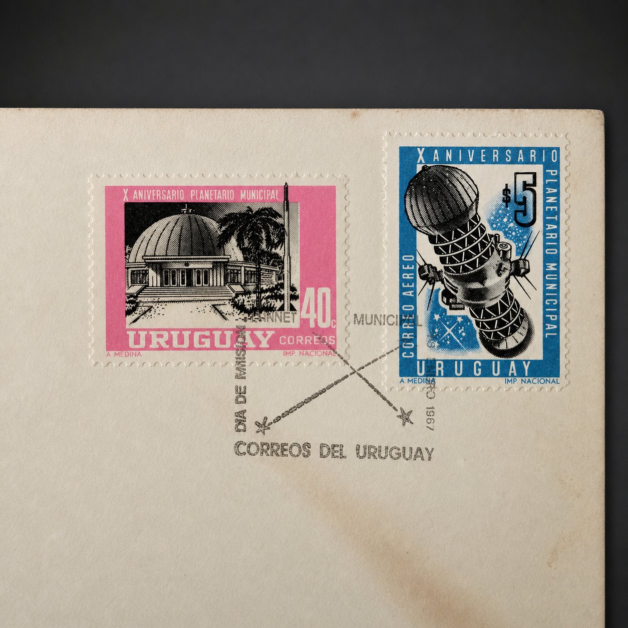 Sobre filatélico "Planetario Municipal"; ca. 1967. Sobre filatélico "Planetario Municipal"; ca. 1967.
