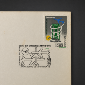 Sobre «FDC Uruguay-Lufthansa 50 años»; ca. 1976. Sobre "FDC Uruguay-Lufthansa 50 años"; ca. 1976.