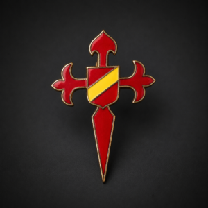 Prendedor Cruz de Santiago esmaltado, ca. 1930.
