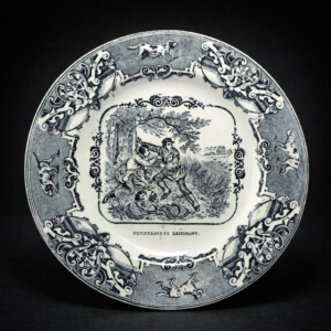 Plato "Boch Frères", escena de caza, ca. 1865.