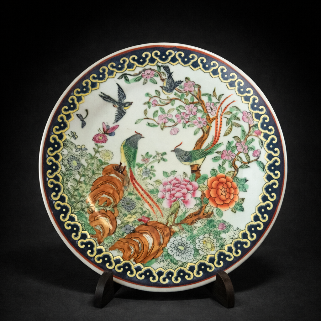 Plato decorativo chino en porcelana, ca. 1950. Plato decorativo chino en porcelana, ca. 1950.