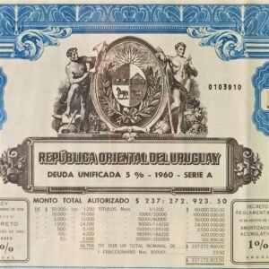 Bono estatal uruguayo de 1000 pesos, ca. 1960.