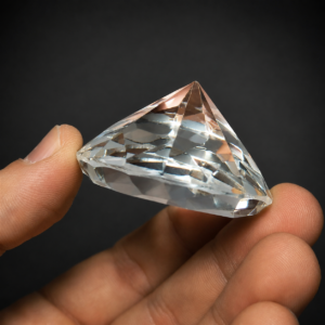 Cristal decorativo facetado en forma de diamante, ca. 1970.