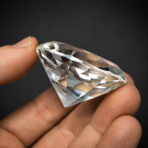 Cristal decorativo facetado en forma de diamante, ca. 1970.