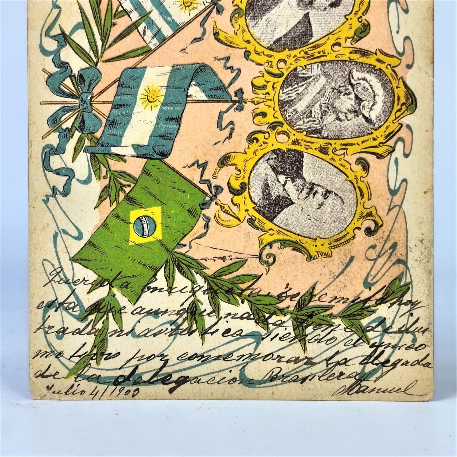 Postal diplomática Uruguay-Argentina-Brasil, ca. 1903. Postal diplomática Uruguay-Argentina-Brasil, ca. 1903.