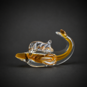 Delfín de cristal de Murano ámbar, ca. 1970.