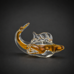 Delfín de cristal de Murano ámbar, ca. 1970.