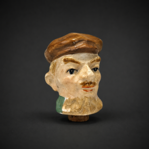 Tapón figurativo de cerámica esmaltada, ca. 1960.