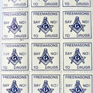Hoja de sellos masónicos: “Say No to Drugs”, ca. 1980. Hoja de sellos masónicos: “Say No to Drugs”, ca. 1980.