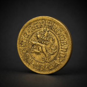 Réplica de moneda de Carlos IV en bronce, ca. 1970.