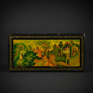 Caja de laca rusa con escena de Sadko, ca. 1970.