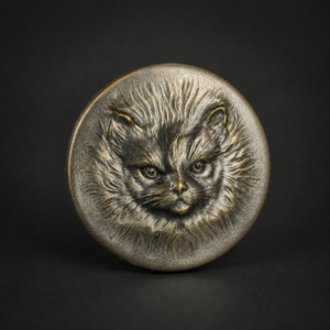 Compacto de tocador con gato en relieve, ca. 1900.