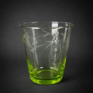 Hielera de vidrio de uranio Art Déco, ca. 1930.