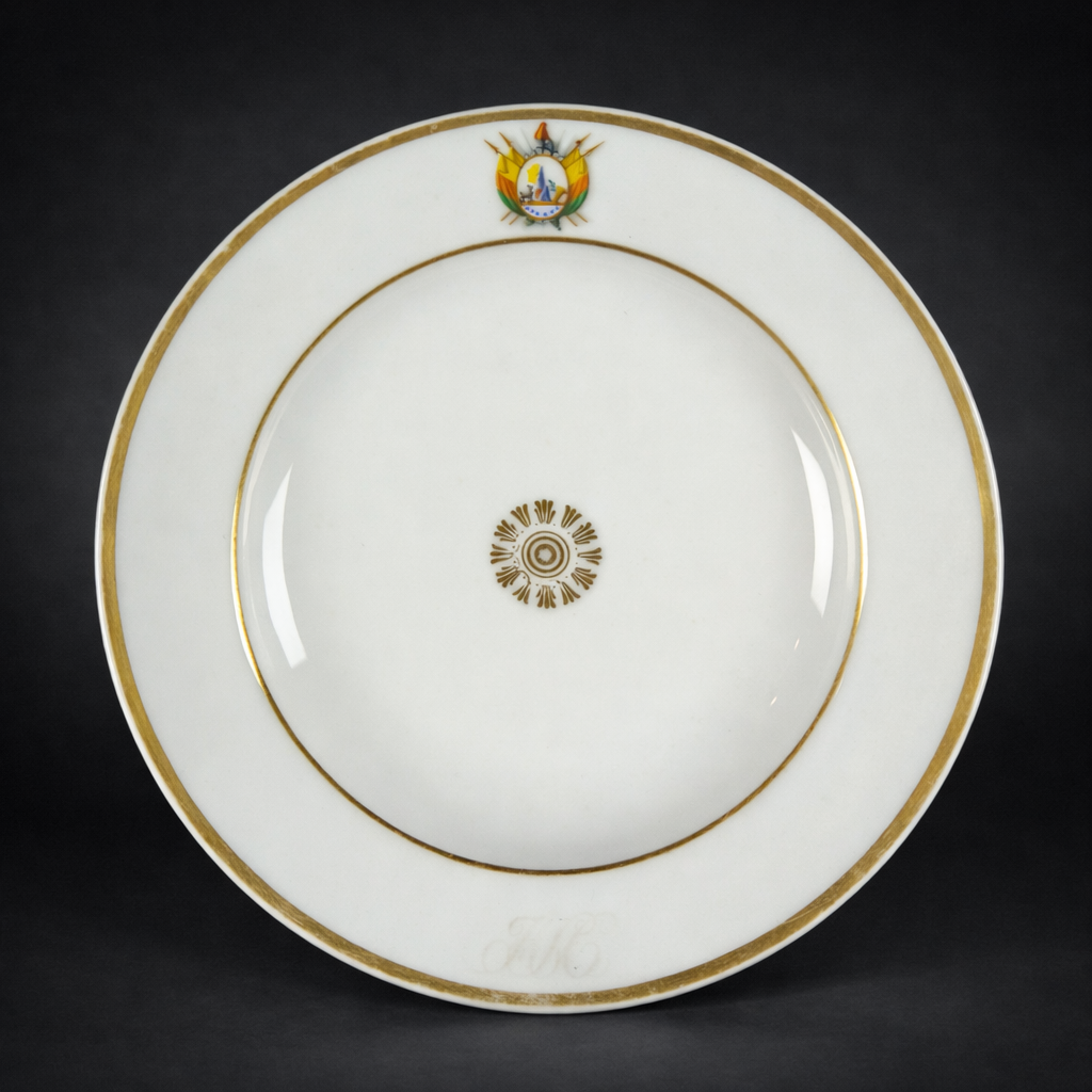 Plato francés con escudo de Bolivia, ca. 1890. Plato francés con escudo de Bolivia, ca. 1890.
