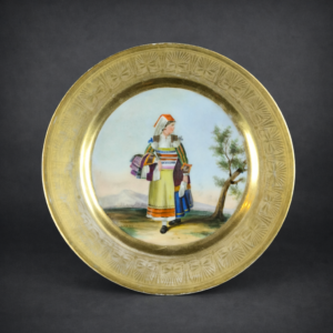 Plato francés en porcelana “Donna di Gioja”, ca. 1815.