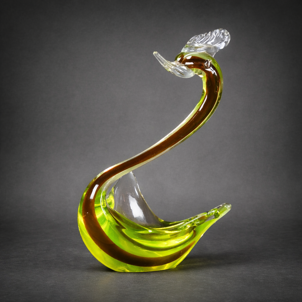 Ave en cristal de uranio Murano, ca. 1960. Ave en cristal de uranio Murano, ca. 1960.