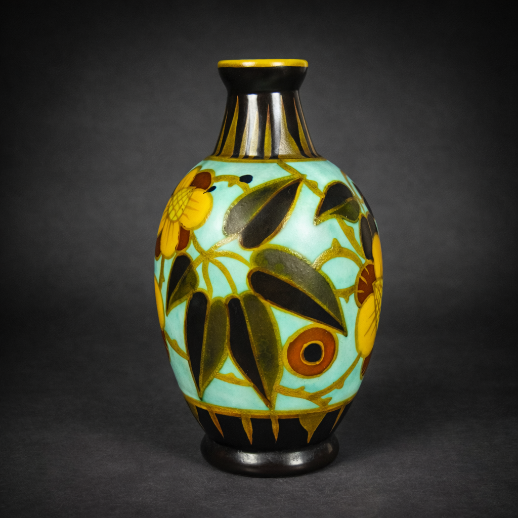 Jarrón Gouda BFK floral Art Déco, ca. 1930. arrón Gouda BFK floral Art Déco, ca. 1930.