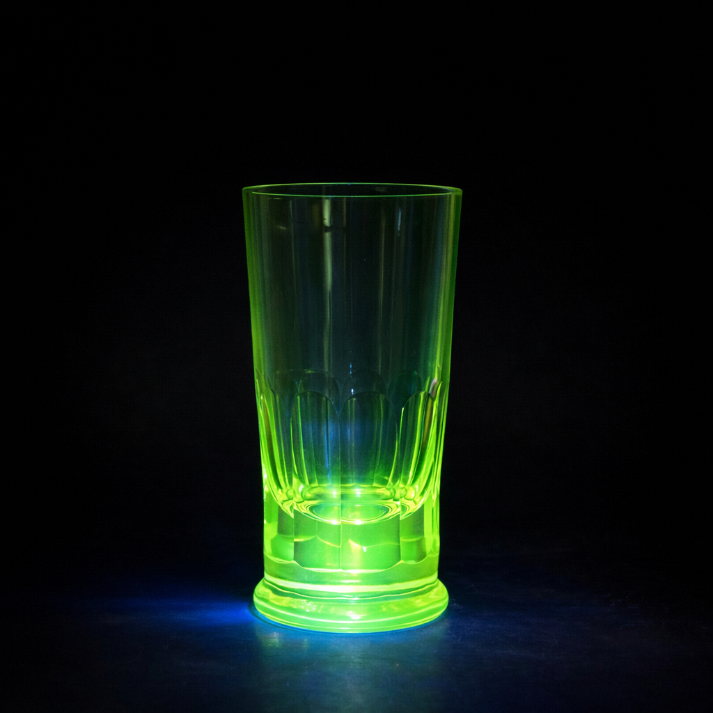 Vasos de cristal con uranio oculto, ca. 1950. Vasos de cristal con uranio oculto, ca. 1950.