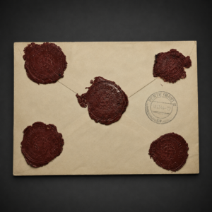 Sobre postal alemán con sellos de lacre, ca. 1944.