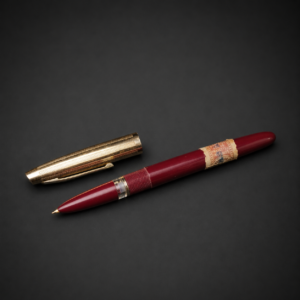 Pluma estilográfica Johnson bordó, ca. 1952.