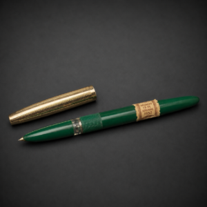Pluma estilográfica Johnson escolar verde, ca. 1950.