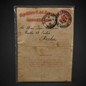 Tarjeta epistolar circulada a Rocha, ca. 1916.