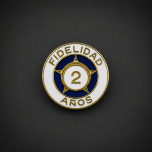 Insignia de fidelidad laboral esmaltada, ca. 1950.