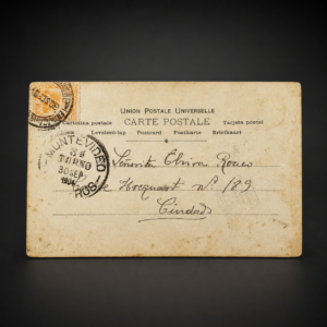 Postal fotográfica picaresca francesa circulada, ca. 1904.