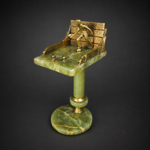 Trofeo de bochas en ónix y bronce, ca. 1950-1960.