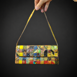 Cartera pop art de papel reciclado, ca. 1990.
