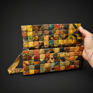 Cartera pop art de papel reciclado, ca. 1990.