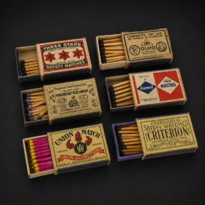 Colección de seis cajas de fósforos internacionales, ca. 1960. Colección de seis cajas de fósforos internacionales, ca. 1960.